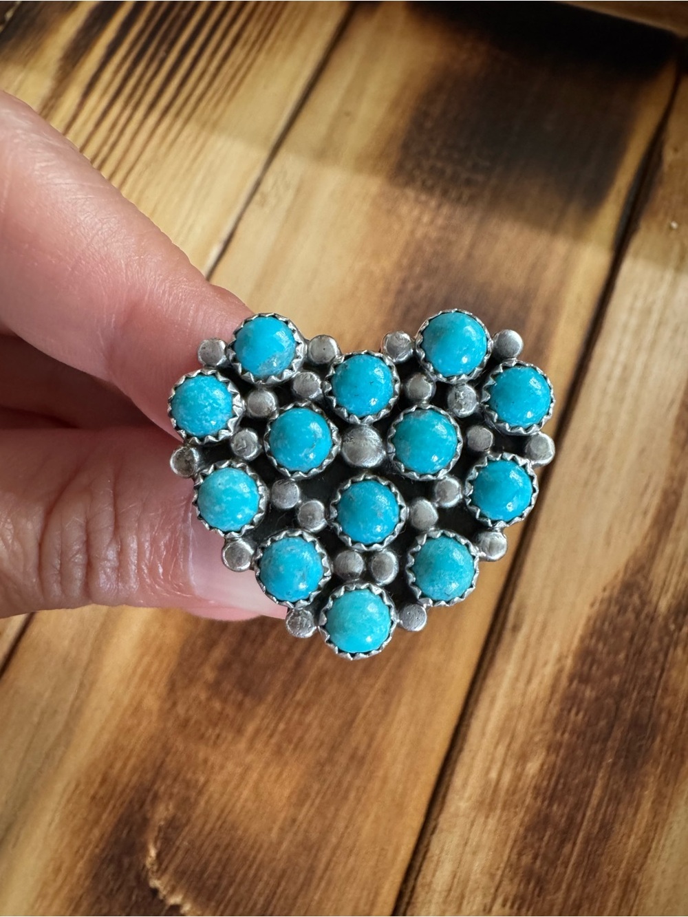 Turquoise Cluster Heart Statement Ring